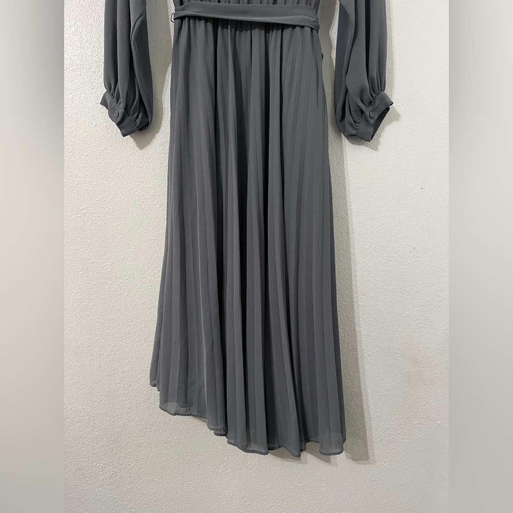 H&M Pleated Midi Dress in Dusty Blue-Gray - Picture 9 of 11